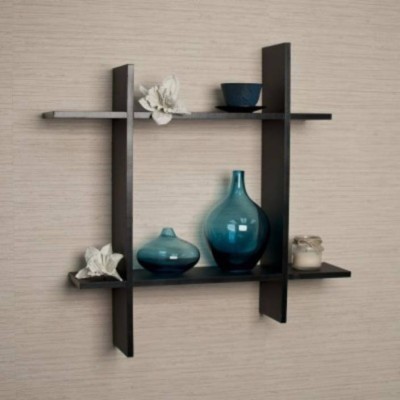 OnlineCraft wooden wall shelf Wooden Wall Shelf(Number of Shelves - 6, Black)