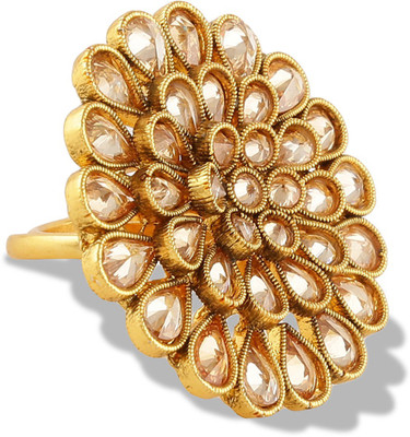 

Sri Shringarr Fashion Fancy Micro Gold Polished Semi Precious Copper Cubic Zirconia 14K Yellow Gold Plated Ring