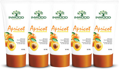 

INWOOD ORGANICS Gentle Exfoliating and Cleansing Apricot Face Scrub | Removes pimples and dark spots | Enriched with Apricot Oil, Walnut Beads & Chicory Extract | Tan-Removal Scrub | Face Scrub for all skin types | Paraben Free| Combo Pack of 5 Face Scrub