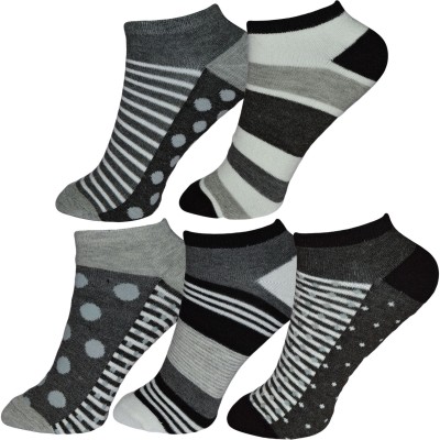 ME Stores Men & Women Self Design, Striped Low Cut, Ankle Length, Peds/Footie/No-Show(Pack of 5)