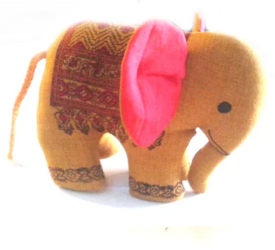 

GiftAbled Khadi Elephant Soft Toy with Red Ears - 20 cm(Multicolor)