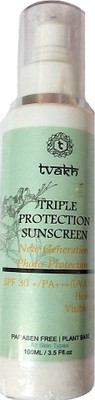

Tvakh Triple Protection Sunscreen 30+ Cream - 360° Protection against UVA | UVB | Infrared | Pollution | Blue Gadget Radiation - SPF 30+ PA+++(100 ml)