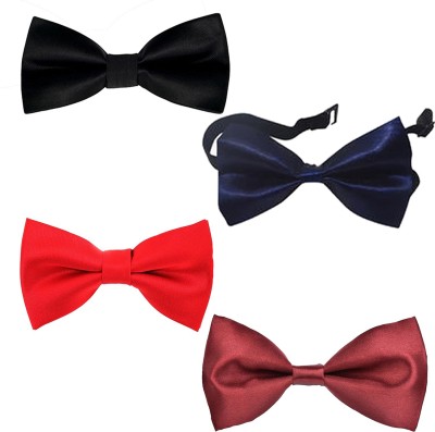 Qtsy Multicolor bow Solid Men Tie(Pack of 4)