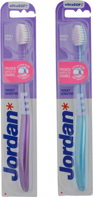 

Jordan Target Sensitive Toothbrush Ultrasoft Bristles Latest Design BPA Free Imported Brush gentle to Teeth & Gems. Made in Malaysia (Random Color) Pack of 2 Ultra Soft Toothbrush(Pack of 2)
