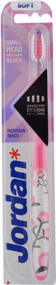 

Jordan Individual Reach Bristles Latest Design BPA Free Imported Brush gentle to Teeth & Gems. Made in Malaysia (Random Color) Pack of 1 Soft Toothbrush