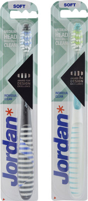 

Jordan Individual Clean Toothbrush Soft Bristles Latest Design BPA Free Imported Brush gentle to Teeth & Gems. Made in Malaysia (Random Color) Pack of 2 Soft Toothbrush(Pack of 2)