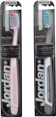 

Jordan Expert Clean Bristles Latest Design BPA Free Imported Brush gentle to Teeth & Gems. Made in Malaysia (Random Color) Pack of 2 Medium Toothbrush(Pack of 2)