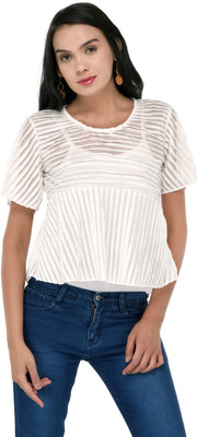 Benoit Party Half Sleeve Self Design Women