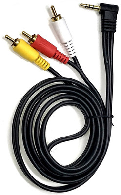 

Brand one TV-out Cable 3.5mm Stereo Male to 3 RCA Male Audio Video AV Cable for DVD, Video, TV, Camcorder Camera - 1.5M(Black Colour, For TV, 1.5)