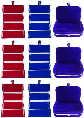 

Afrose Combo of 9 velvet Vanity case Ring and Earring storage travelling Folder Box Vanity Box(Multicolor)