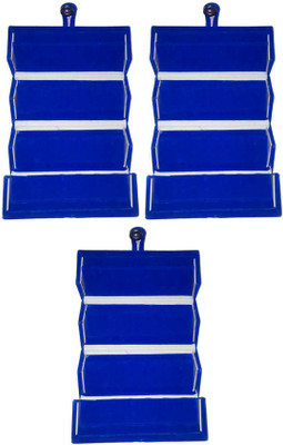 

Sarohi Set of 3 velvet Ear ring Folder Vanity case ring storage travelling Box Vanity Box(Blue)
