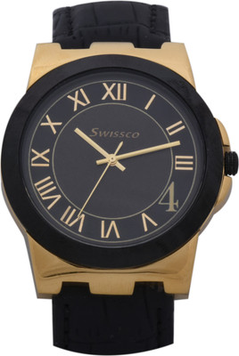 Buy Swissco black dial with black round branded Attractive stylish