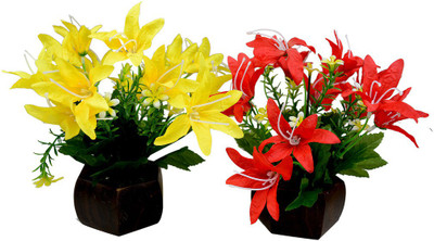 

Fancymart FP-0277-451 Multicolor Wild Flower Artificial Flower with Pot(4.5 inch, Pack of 2)