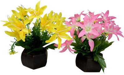 

Fancymart FP-0271-447 Multicolor Wild Flower Artificial Flower with Pot(4.5 inch, Pack of 2)