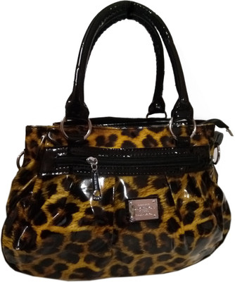 

HALO NATION Party Fashion Tote Glossy PU Leather handle Handbags for Party Women's Tiger Print Shoulder Bag(Yellow, 14 inch)