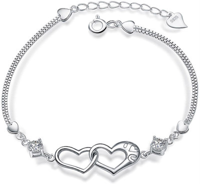 Silver Shoppee Alloy Cubic Zirconia Silver Coated Bracelet