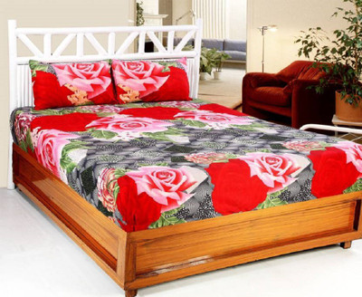 Zolico 140 TC Polycotton Double 3D Printed Flat Bedsheet(Pack of 1, Red)