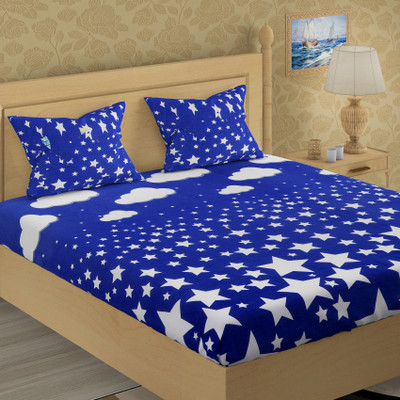 IWS 104 TC Cotton Double Printed Bedsheet(Pack of 1, Multicolor)