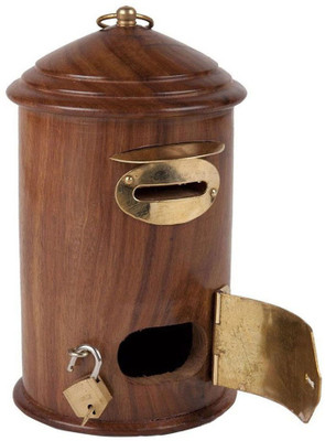 

Desi Karigar Brown Wooden Money Bank For Kids Coin Bank(Brown)