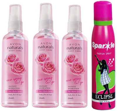 

Avon Anew three Naturals Rose 3 in 1 Spray (150 ml) With one sparkle perfume spray 150 ml(Set of 4)