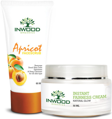 

INWOOD ORGANICS Combo Pack of Apricot Face Scrub - 60 ML | Instant Fairness Cream - 50 G(Set of 2)