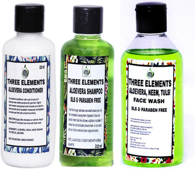 

Three Elements Aloevera, Neem, Tulsi Face Wash, Aloevera Conditioner and Aloevera Shampoo (Set of 3)