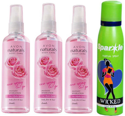 

Avon Anew three Naturals Rose 3 in 1 Spray (150 ml) With one sparkle perfume spray 150 ml(Set of 4)