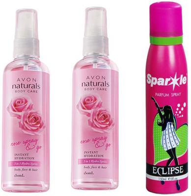 

Avon Anew two Naturals Rose 3 in 1 Spray (150 ml) With one sparkle perfume spray 150 ml(Set of 3)