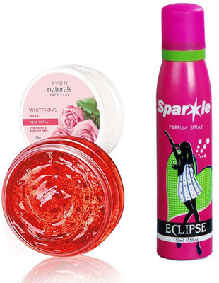 

Avon Anew Face care Whitening Mask -Rose Petal (75 g) With one sparkle perfume spray 150 ml(Set of 2)