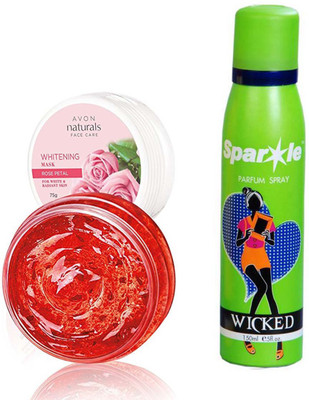 

Avon Anew atural Face care Whitening Mask -Rose Petal (75 g) With one sparkle perfume spray 150 ml(Set of 2)
