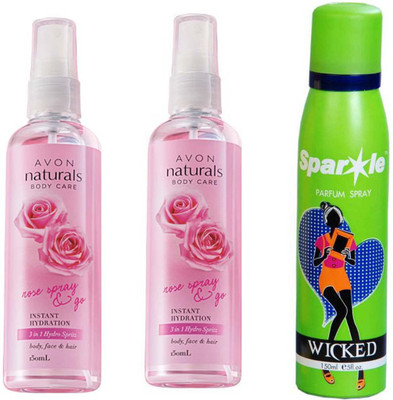 

Avon Anew two Naturals Rose 3 in 1 Spray (150 ml) With one sparkle perfume spray 150 ml(Set of 3)