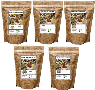 

Organic Herbs General Fitness Ashwagandha ,Shatawari , Safed Musli , Kaunchbeej &Talmakhana powder(500 g)