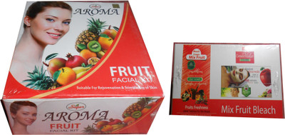 

Super Aroma Fruit Facial Kit (5 in 1) 330g. + Mix Fruit Bleach 300g. Nt. Wt. 630 g(Set of 5)