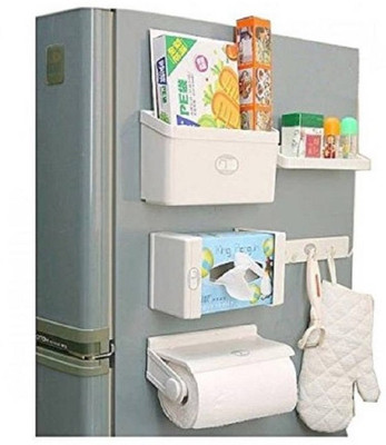 

Insasta Multipurpose Refrigerator 5-IN-1 Combination Storage Rack, Tissue Paper Holder Magnetic Refrigerator Storage Rack Fridge Door Shelf