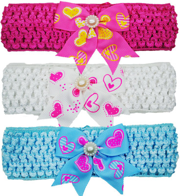 

Netboys Crochet Cutwork Flower Baby Headband ( Pink, White, Blue ) 3 Pcs Set Hair Band(Multicolor)