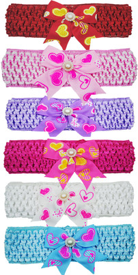 

Netboys Crochet Cutwork Flower Baby Headband ( Red, Pink, Blue, PInk, White, Purple ) 6 Pcs Set Hair Band(Multicolor)