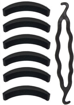 

Out Of Box Combo Of 6 Pieces Banana High Hair Volumizer Bumpits With French Donut Maker Tool Hair Accessory Set(Black)
