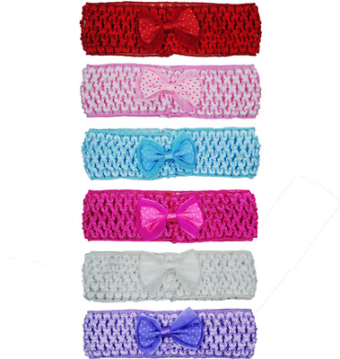 

Netboys Crochet Cutwork Flower Baby Headband ( Red, Pink, Blue, PInk, White, Purple ) 6 Pcs Set Hair Band(Multicolor)