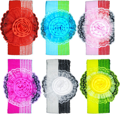 

Netboys Crochet Cutwork Flower Baby Headband ( Red, Blue, Pink, Green, White, Pink ) 6 Pcs Set Hair Band(Multicolor)