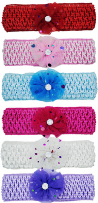

Netboys Crochet Cutwork Flower Baby Headband ( Red, Pink, Blue, PInk, White, Purple ) 6 Pcs Set Hair Band(Multicolor)