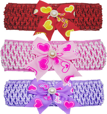 

FAVINO Crochet Cutwork Flower Baby Headband ( Red, Pink, Purple ) 3 Pcs Set Hair Band(Multicolor)