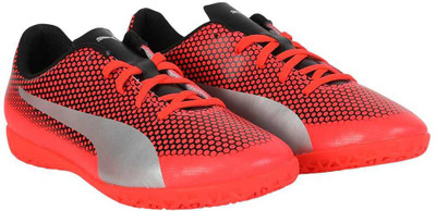 Puma Boys Lace Football Shoes(Red, Red;silver;back