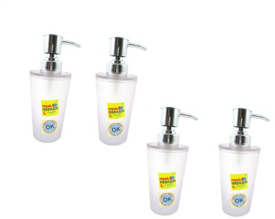 

RoyaL Indian Craft Set of 4 Unbreakable 250 ml Liquid Soap/Lotion Dispenser 250 ml Soap, Lotion, Shampoo Dispenser(Clear)