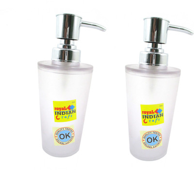 

RoyaL Indian Craft Set of 2 Unbreakable 250 ml Liquid Soap/Lotion Dispenser 250 ml Soap, Lotion, Shampoo Dispenser(Clear)