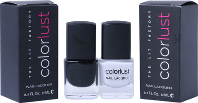 

Colorlust Nailpaint Black and White Pearl White Pearl, Black(Pack of 2)