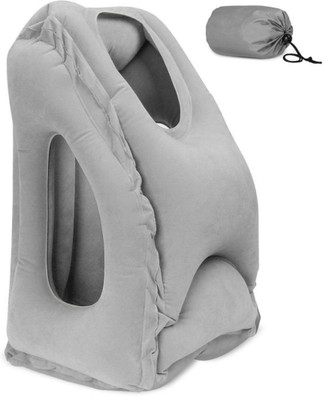 

Shrih Portable Inflatable Travel Pillow Lightweight Multifunctional Head Support Sleep Pillow for Airplane, Bus, Car, Train, Home and Office Neck Pillow & Eye Shade(Grey)