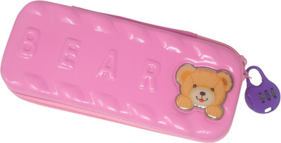 

Parteet Pouch Cartoon Art Polyester Pencil Box(Set of 1, Pink)
