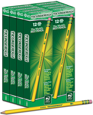 

Dixon Ticonderoga Wood-Cased #2 HB Pencils, Box of 96, Yellow (13872) Pencil(Grey Black)
