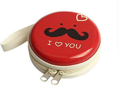 

MStick Round Zip Earphone Cable Earbuds SD Card Carrying Bag Coin Purse(Red)
