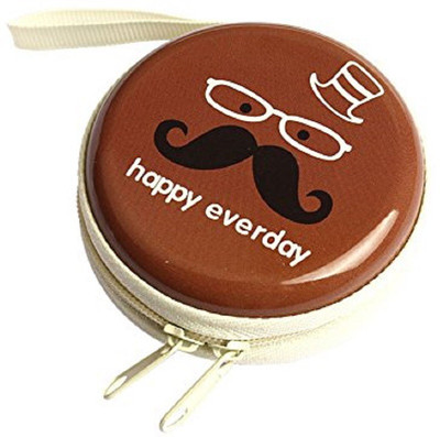 

MStick Round Zip Earphone Cable Earbuds SD Card Carrying Bag Coin Purse(Brown)